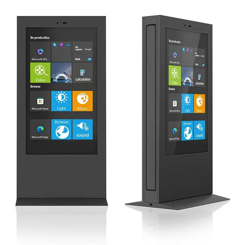 Vertical Stone Dual-Sided Display Cabinet