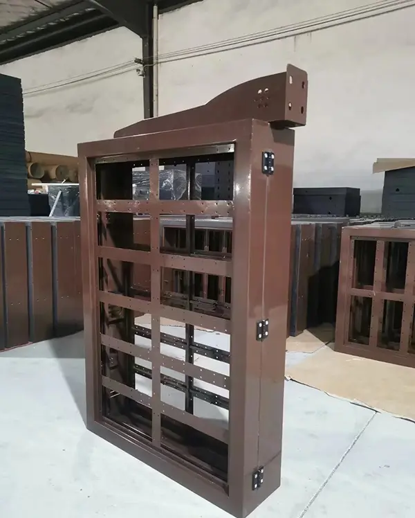 Vertical Stone Dual-Sided Display Cabinet